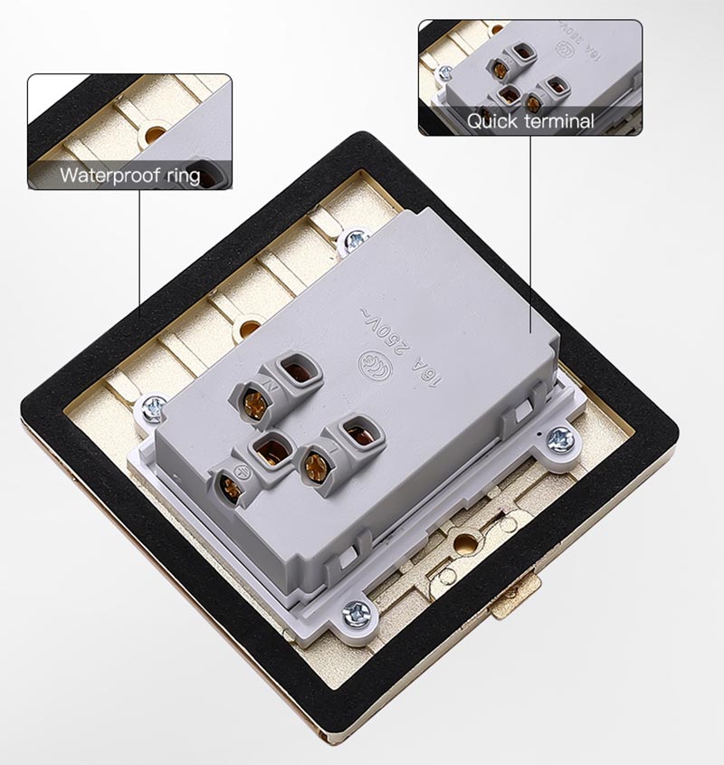 Small 86 Flat push floor socket golden